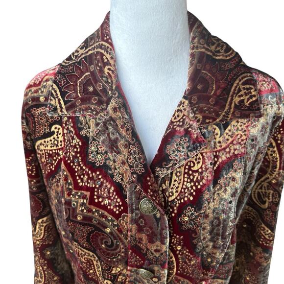 EUC Chico's Arabian Nights Velvet Luster Jacket Sz 2XL Lined - Picture 13 of 16